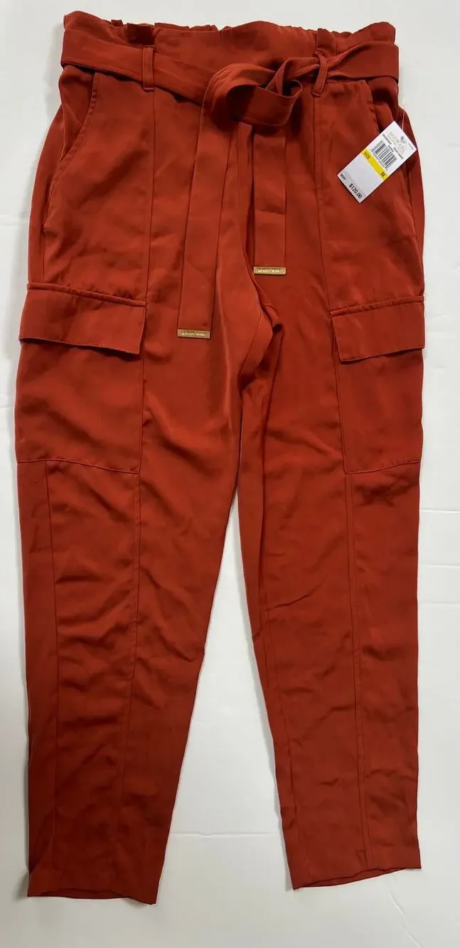Michael Kors Women's Cargo Jogger Pants Burnt Umber Size M NWT $120